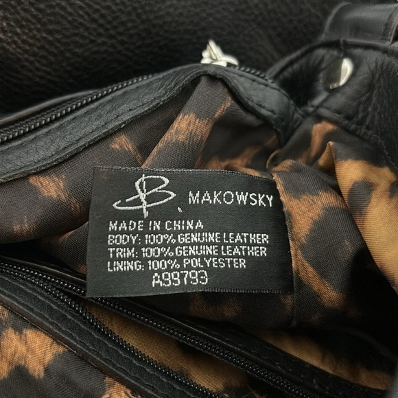 B. Makowsky Black Studded Leather Handbag - Picture 8 of 14